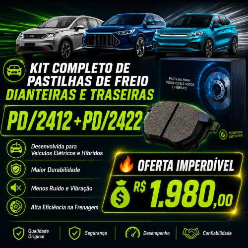 Pastilha Freio Traseira e Dianteira PD/2422 PD/2412 Byd Song Plus 1.5